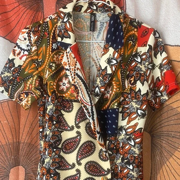 ZARA Paisley collared shirt dress - Picture 2 of 8